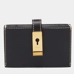 Pre Owned Bally Black Leather Gusset Card Case