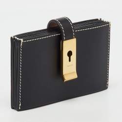 Pre Owned Bally Black Leather Gusset Card Case
