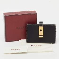 Pre Owned Bally Black Leather Gusset Card Case