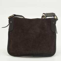 Pre Owned Bally Cairo Dark Brown Leather and Suede Messenger Bag