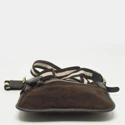 Pre Owned Bally Cairo Dark Brown Leather and Suede Messenger Bag