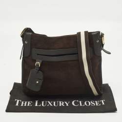 Pre Owned Bally Cairo Dark Brown Leather and Suede Messenger Bag