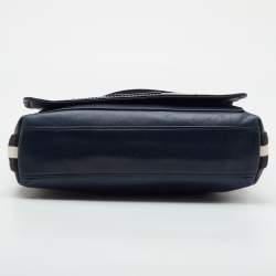 مملوكة مسبقًا Bally Navy Blue Leather Flap Messenger Bag