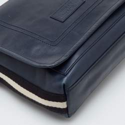 مملوكة مسبقًا Bally Navy Blue Leather Flap Messenger Bag
