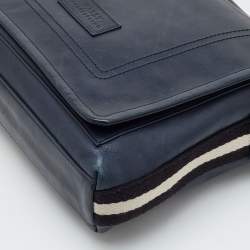 مملوكة مسبقًا Bally Navy Blue Leather Flap Messenger Bag