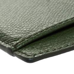 Bally Avocado Green Leather Card Holder 