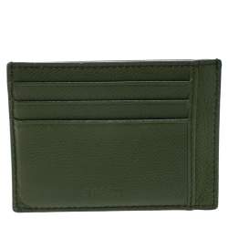 Bally Avocado Green Leather Card Holder 