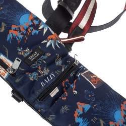 Bally Blue Tropical Print Nylon Small Messenger Bag