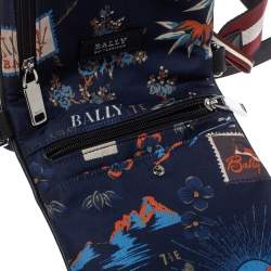 Bally Blue Tropical Print Nylon Small Messenger Bag