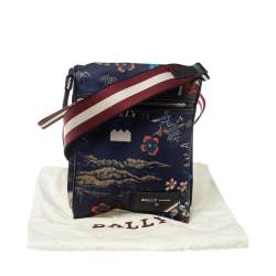 Bally Blue Tropical Print Nylon Small Messenger Bag