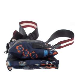 Bally Blue Tropical Print Nylon Small Messenger Bag