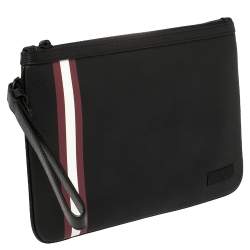 Bally Black Leather Bex Wristlet Clutch