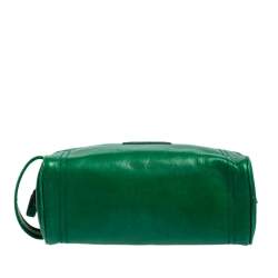 Bally Green Leather Takimo Toiletry Pouch