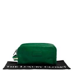 Bally Green Leather Takimo Toiletry Pouch