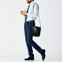 Bally Black Leather Front Pocket Messenger Bag