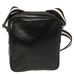 Bally Black Leather Front Pocket Messenger Bag