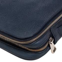 Pre Owned Bally Blue Leather Double Zip Travel Organizer