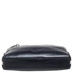 Bally Black Leather Logo Embossed Clutch