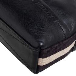 Bally Black Leather Logo Embossed Clutch