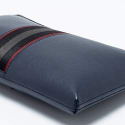 Bally Navy Blue Leather Hartland Wristlet Clutch