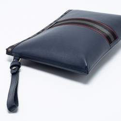 Bally Navy Blue Leather Hartland Wristlet Clutch