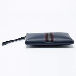 Bally Navy Blue Leather Hartland Wristlet Clutch
