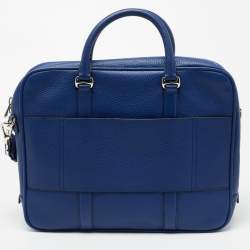 Pre Owned Bally Blue Leather Maed Laptop Bag
