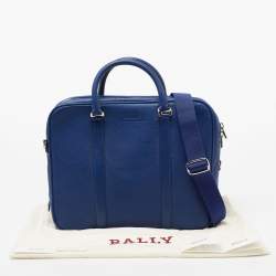 Pre Owned Bally Blue Leather Maed Laptop Bag