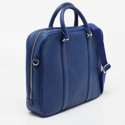 Pre Owned Bally Blue Leather Maed Laptop Bag