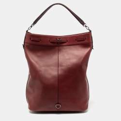 Bally Burgundy Leather Cloy Drawstring Bucket Bag