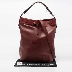 Bally Burgundy Leather Cloy Drawstring Bucket Bag