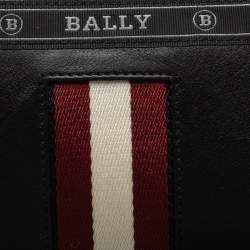 Bally Black Leather Stripe Hartland Wristlet Clutch