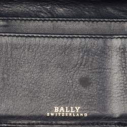 Bally Navy Blue Leather and Canvas Web Bifold Card Case