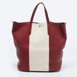 Bally Red/White Leather Trooper Tote