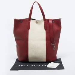 Bally Red/White Leather Trooper Tote