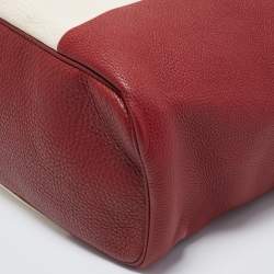 Bally Red/White Leather Trooper Tote