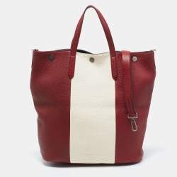 Bally Red/White Leather Trooper Tote