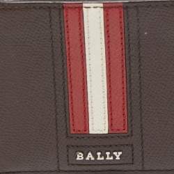 Bally Dark Brown Leather Stripe Bifold Wallet