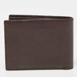 Bally Dark Brown Leather Stripe Bifold Wallet