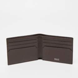 Bally Dark Brown Leather Stripe Bifold Wallet