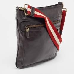 Bally Choco Brown Leather Messenger Bag