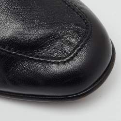 Pre Owned Bally Black Leather Logo Slip On Penny Loafers Size 45