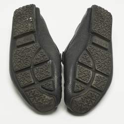 Pre Owned Bally Black Leather BB Horsebit Pebbled Driver Loafers Size 41.5