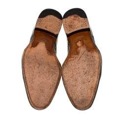 Pre Owned Bally Brown Leather Braided Lace Up Oxfords Size 41