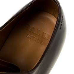 Pre Owned Bally Brown Leather Braided Lace Up Oxfords Size 41