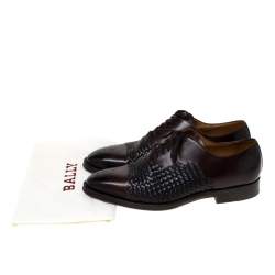 Pre Owned Bally Brown Leather Braided Lace Up Oxfords Size 41