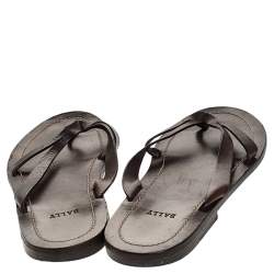 Bally Brown Leather Thong Flat Sandals Size 43