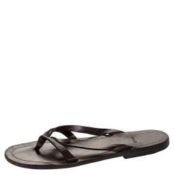 Bally Brown Leather Thong Flat Sandals Size 43