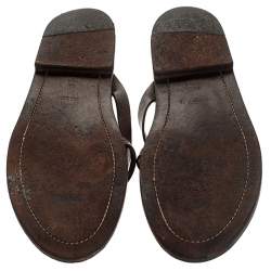Bally Brown Leather Thong Flat Sandals Size 43