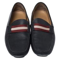 Bally Black Textured Leather Wabler Slip On Loafers Size 42